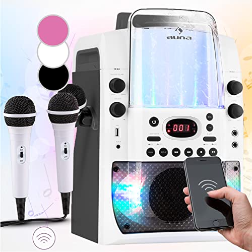 Auna Karaoke Professionale Completo, Cassa Karaoke Portatile per Bambini e Adulti con Microfono Karaoke, Karaoke con Cassa Bluetooth, USB, Casse Dj, LED, Canta Tu Karaoke Bambini con 2 Microfoni