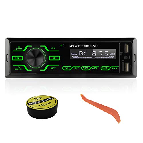 Autoradio Bluetooth Vivavoce Microfono Incorporato Stereo Da Auto Universale 1 DIN Supporto Lettore Multimediale MP3 Per Auto USB TF SD AUX con 5 Luci Colorate