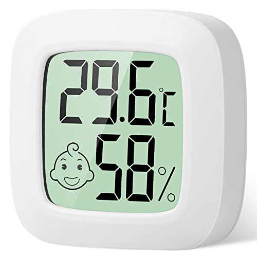 AXFEE Igrometro Termometro Digitale con Magnete, Mini Igrometro Termometro con Emoji per Interni, Termometro Ambiente LCD, Monitor di Temperatura e umidità per Casa, Serra, Stanza, Ufficio, Bianca