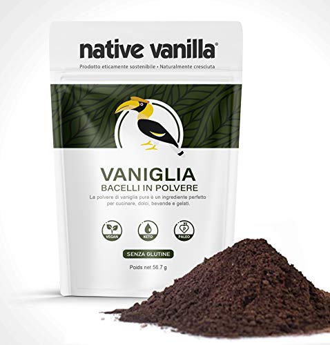 Baccelli di vaniglia grezzi in polvere (56,7 g) - senza zuccheri aggiunti - per caffè, dolci, gelato