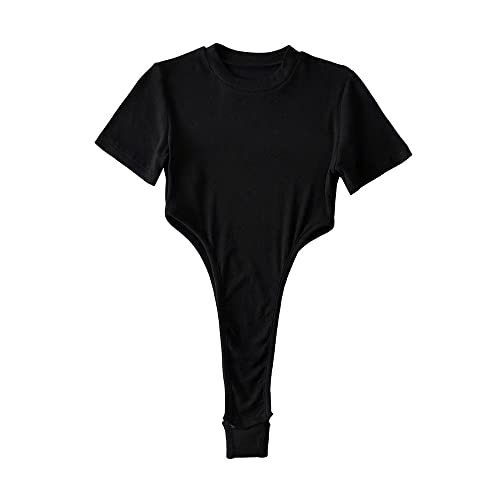 BAODAL Manica One-Piece T-Shirt Donna Estate Nuovo Elastico Tight-Fitting Show-Waist One-Piece Top T-Shirt Trend