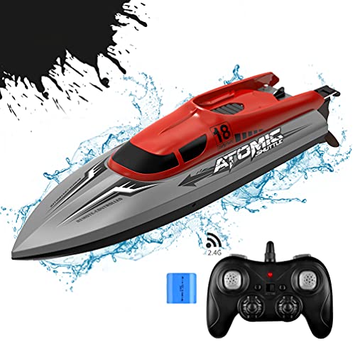 Barca radiocomandata rapida per bambini, barca rapida RC 2,4 GHz, 1:36, modellino giocattolo 30 km h, grande velocità, giocattolo acquatico con batteria, per adulti e bambini, regalo rosso