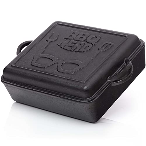 BBQ-Nerd Dutch Oven 10,8 l, pentola rettangolare con coperchio padella | Padella in ghisa ignifuga per stufare, arrostire e cuocere – ideale per campeggio e barbecue