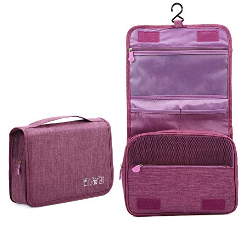 Beauty Case da Viaggio,Appeso Trousse da Toilette,Multi-compartimenti per Organizzare Oggetti Personali,Accessori(Purple)