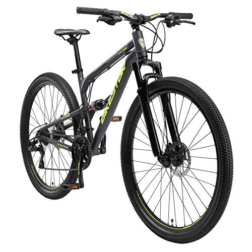 BIKESTAR MTB Mountain Bike Sospensione Completa in Alluminio, Freni a Disco, 27.5  | Bicicletta MTB Telaio 18.5  Cambio Shimano a 21 velocità | Nero