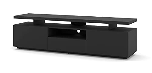 BIM Furniture ADAM - Mobile basso per TV, 180 cm, doppio piano per TV, comò HiFi (nero opaco)