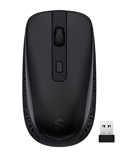 Black Shark Mouse Wireless Silenzioso Silent Ricaricabile Mouse Mouse Senza Fili 1000,1200,1600 DPI, Riduzione Rumore fino a 95%, Clic Mute Per Computer PC, Mac, Laptop 2.4 GHz USB Mouse Ergonomico