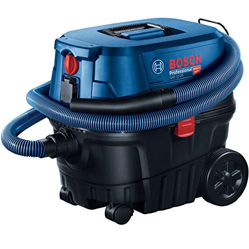 Bosch Professional 060197C100, Gas 12-25 PL-Aspirapolvere a Secco Umido, con Presa e Funzione soffiaggio, 25 Litri, 1250 W