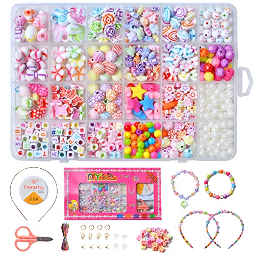 Bubble pig, Bambini Perline,600 PCS Perline Colorate dei Bambini Fare Gioielli Braccialetti Necklace Kit Perline Lettere per Ragazze