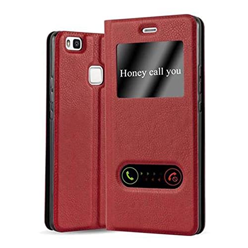 Cadorabo Custodia Libro per Huawei P9 LITE in ROSSO ZAFFERANO - con Funzione Stand e Chiusura Magnetica - Portafoglio Cover Case Wallet Book Etui Protezione