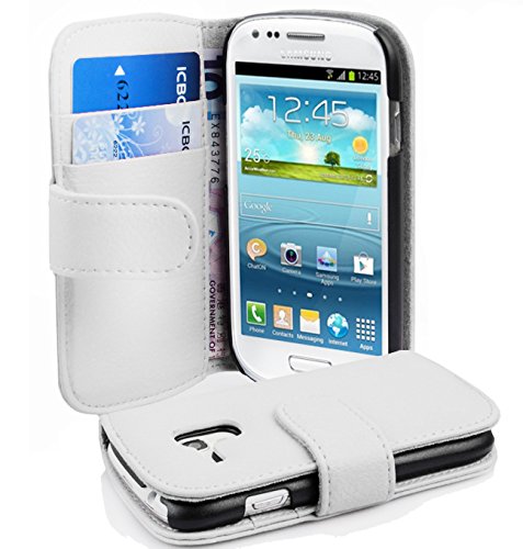 Cadorabo Custodia Libro per Samsung Galaxy S3 MINI in BIANCO FLOREALE - con Vani di Carte e Funzione Stand di Similpelle Strutturata - Portafoglio Cover Case Wallet Book Etui Protezione