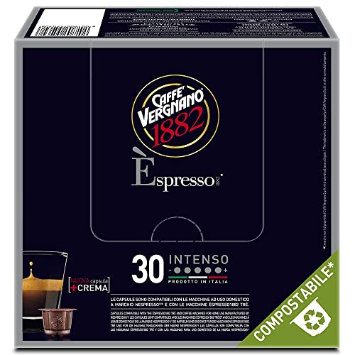 Caffè Vergnano 1882 Èspresso Capsule Caffè Compatibili Nespresso Compostabili, Intenso - 8 confezioni da 30 capsule (totale 240)