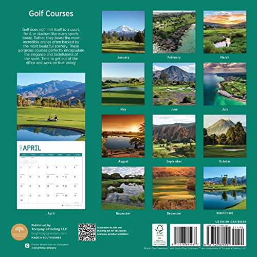 Calendario da parete 2023 per campi da golf di Bright Day, 30 x 35 ...