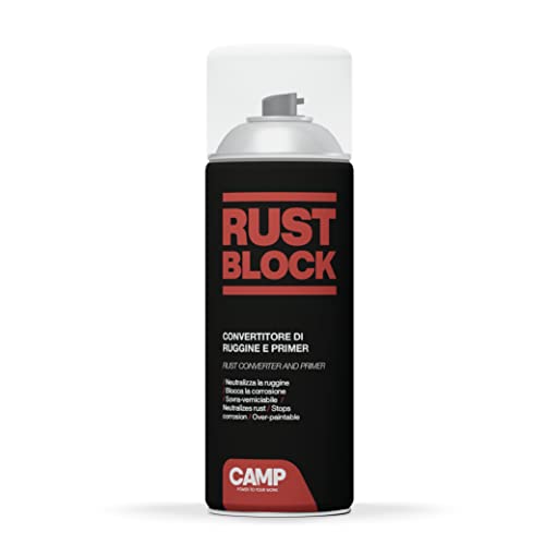 Camp RUST BLOCK CONVERTIRUGGINE E PRIMER Spray, Converte e blocca la ruggine, Protettivo, Sovra-verniciabile