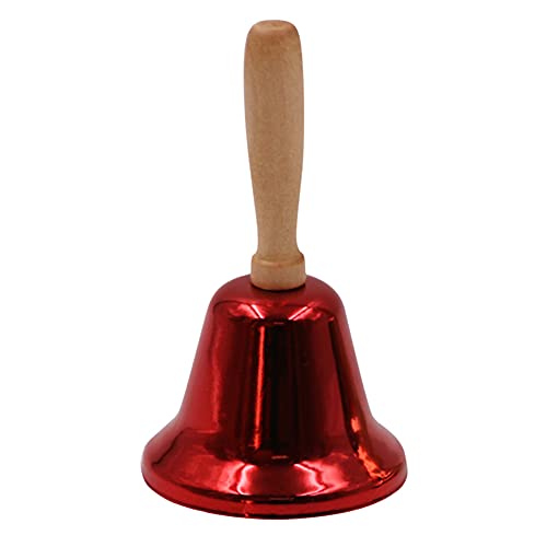 Campanello di servizio di chiamata a mano di Natale con manico in legno di natale Jingle Bell ornamento Babbo Natale sonagli campana per la scuola Churchl Hotel & Wedding (Red)