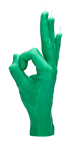 CandleHand Candela per gesti delle mani OK - OK Segno - Grande mano reale Dimensioni 21 x 8 x 8 cm - Compleanno insolito, ufficio, regalo di inaugurazione della casa (Verde)
