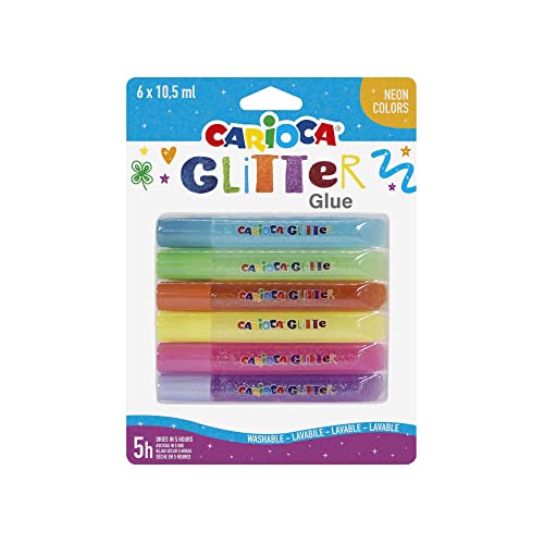Carioca Tubetti Glitter Glue Neon, Tubetti di Colla Colorata, 10,5 ...