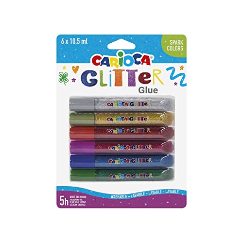 Carioca Tubetti Glitter Glue Spark, Tubetti di Colla Colorata, 10,5...