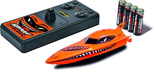 Carson 500108036 108036 Shark Nano 2.0 2.4G 100% Modellino motoscafo telecomandato RTR, RC, motoscafo da corsa con telecomando, arancione