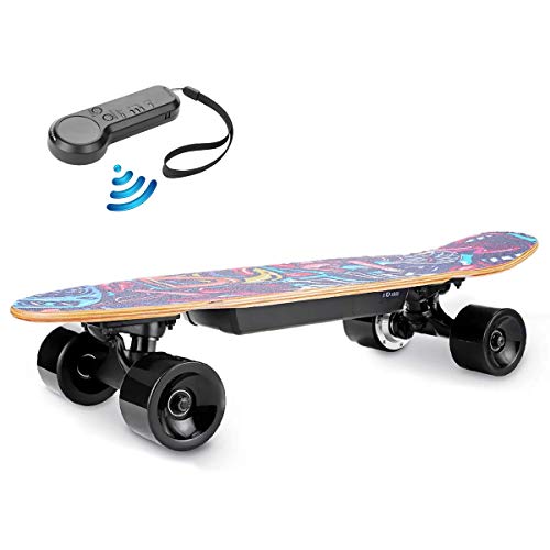 casulo Skateboard Elettrico con Telecomando Wireless, 350 W, Max 20 km h 7 Strati di Acero E-Skateboard, Regolazione della velocità a 3 per Adulti, Adolescenti e Bambini (Nero)