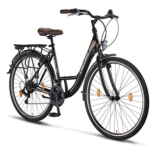 Chillaxx Bike Strada Premium City Bike da 26 e 28 pollici, bicicletta per ragazze, ragazzi, uomini e donne, cambio a 21 marce, bicicletta olandese (28 pollici, freno a V nero)