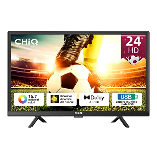 CHiQ L24G5W, TV 24 Pollici (60cm), 2022 Televisori, HD, Tuner DVB-T2 S2, H.625, LED, USB media player, Dolby Audio
