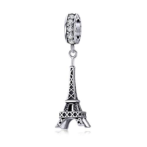 Ciondolo Torre Eiffel in argento sterling 925 compatibile con colla...