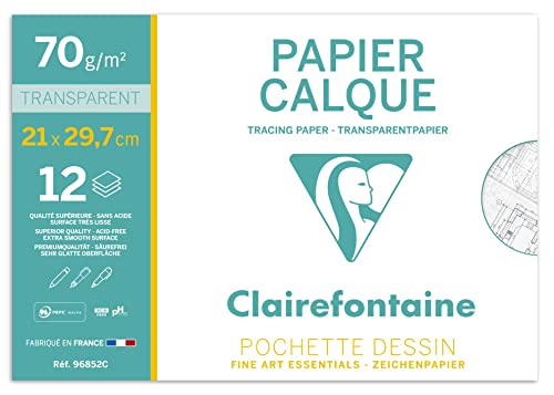 Clairefontaine 96852C - Pochette carta da ricalco 12 fogli 21x29.7 ...