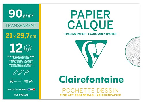Clairefontaine 97853C - Pochette carta da ricalco 12 fogli 21x29.7 ...