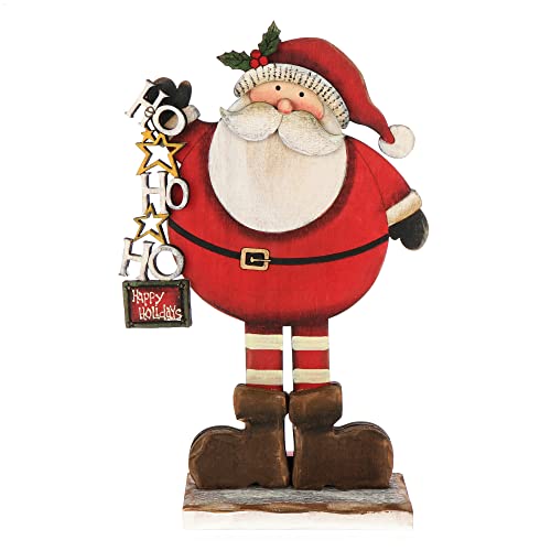 com-four Espositore Decorativo per Natale - Babbo Natale in Legno da posare - Babbo Natale da Decorare e Regalare (Babbo Natale - Ho Ho Ho)