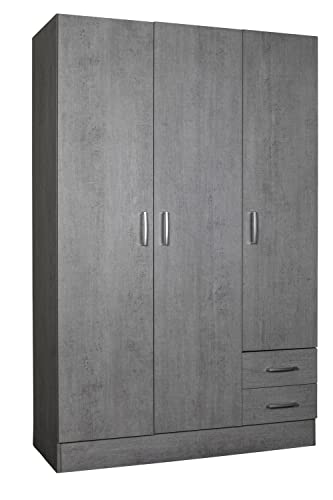 Composad Armadio Facile 2 cassetti e 3 ante, Multiuso, colore grigio cemento, (LxAxP): 119,30x184,10x46,30 cm, adatto a camera da letto, ripostiglio, garage