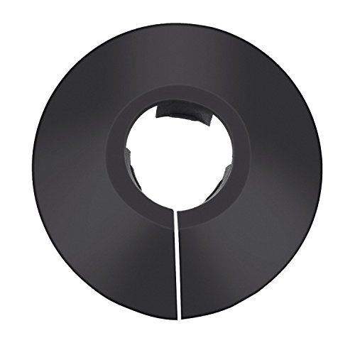 Confezione da 12 copritubi in plastica per tubi di diametro 15 mm, colore: nero