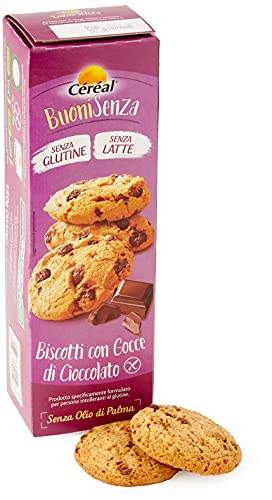 Cookie Buoni senza, Biscotti senza Glutine e Lattosio, Biscotti Gocce Cioccolato Fondente Céréal 187514, con Cacao Utz