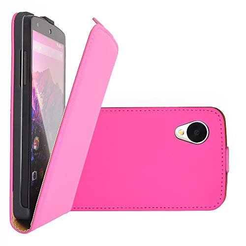 COOVY Custodia per LG LG Google Nexus 5 E980 D821 Slim Flip Cover Case della Copertura di Vibrazione Protezione, Pellicola Protettiva per Schermo | Colore Rosa Caldo