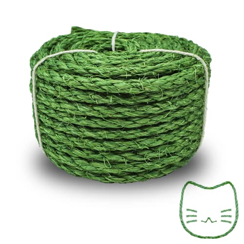 Corda in sisal per gatti, 6 mm (30 m) naturale spessa corda di canapa per riparare tiragraffi per gatti, corda di iuta, decorazione per la casa (30 m, verde)