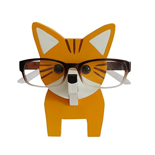 Corlidea Grazioso supporto creativo per occhiali con animali domestici, decorazione per la casa, ufficio, supporto per occhiali da scrivania trasparente (L, taglia unica)
