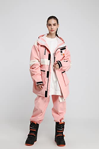 COSONE1 Giacche da Sci Unisex e Pantaloni Set Set di Snowing Impermeabile Antivento Uomini da Donna (Color : Pink, Size : Small)
