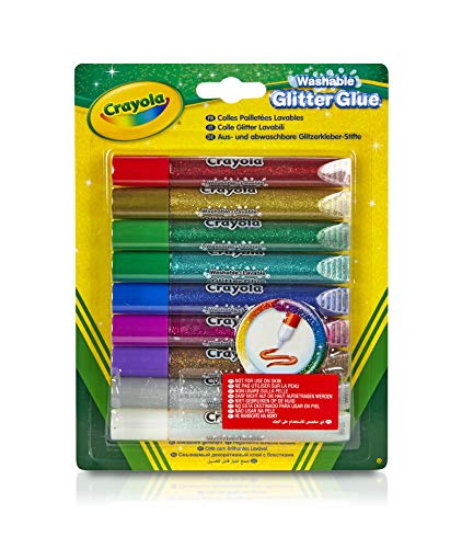 Crayola - Colle Glitter Lavabili, 9 Sfavillanti colori assortiti in...