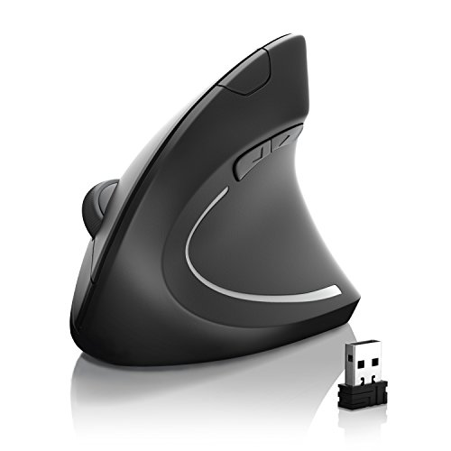 CSL - Mouse Verticale Wireless, L originale CSL Modello TM137U Ottico, Mouse per tunnel carpale e tendinite addio, Design ergonomico, 6 Tasti, Doogle USB alloggiato sotto il mouse, Nero