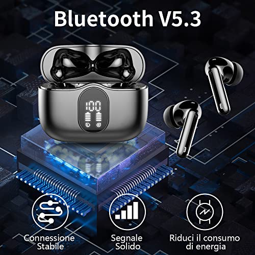 Cuffie Bluetooth 5.3, Auricolari Bluetooth HiFi Stereo, Cuffie Wire...