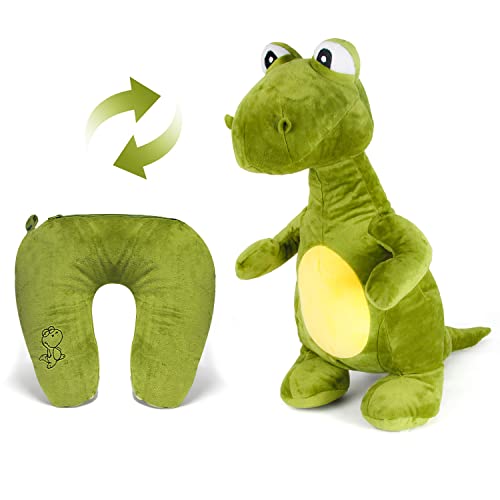 Cuscino da viaggio in peluche con tirannosauro per bambini, cambio cuscino per collo a bambola T-Rex, ottimo regalo con dinosauro morbido