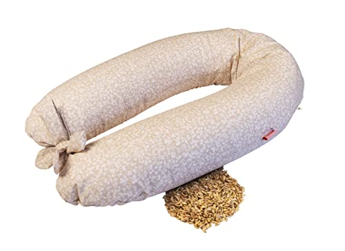 Cuscino gravidanza e allattamento + fodera con lacci (imbottito in pula di farro bio ),made in italy, 190 cm