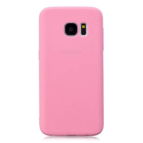 cuzz Custodia Samsung Galaxy S7 Edge+{Film di Vetro temperato}Silicone TPU Cover Morbida Protettiva Custodia Ultra Sottile Leggero Cover-Rosa Scuro