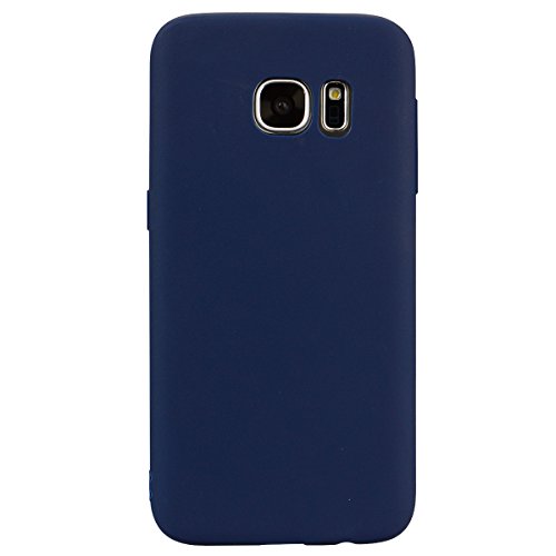 cuzz Custodia Samsung Galaxy S7+{Film di Vetro temperato}Silicone TPU Cover Morbida Protettiva Custodia Ultra Sottile Leggero Cover-Blu Scuro