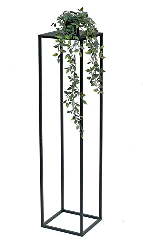 DanDiBo Sgabello per fiori in metallo nero, rettangolare, 100 cm, tavolino da tavolo 96351