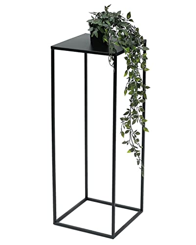 DanDiBo Sgabello per fiori in metallo nero, rettangolare, 70-50 cm, tavolino da tavolo 96315 con colonna di fiori, moderno supporto per piante (70 cm)