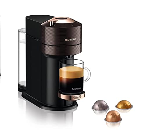 De Longhi - Nespresso Vertuo Next, Macchina per caffè ed espresso con WiFi e Bluetooth integrati, automatica, con capsule e sistema di preparazione con un solo tocco, ENV120.BW, marrone