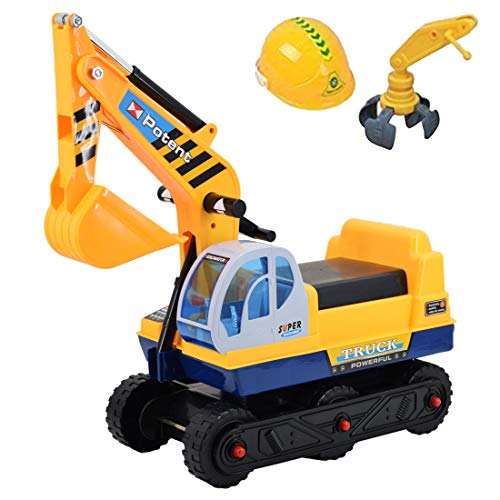 deAO Veicolo Trattore Escavatore 2x1 Cavalcabile Per Bambini Include Due Estensione