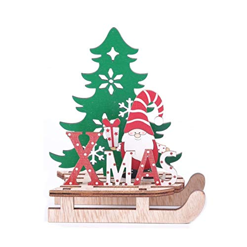 Decorazione natalizia in legno colorato fai da te Babbo Natale con display a slitta in legno - L Stripe