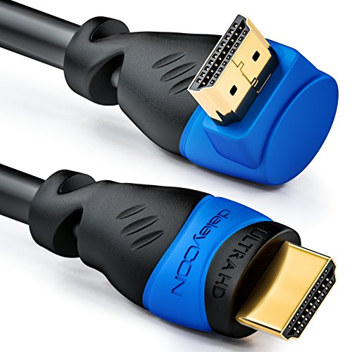 deleyCON 1,5m Cavo HDMI con un Angolo di 270° - Compatibile con HDMI 2.0 1.4 - UHD 4K HDR 3D 1080p 2160p ARC - High Speed con Ethernet - Nero
